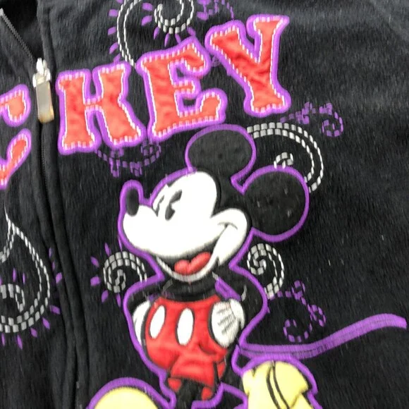 Disney Mickey Mouse Hoodie Womens 2XL Black Zip Up Fleece Sweatshirt Plus Size - Picture 7 of 13